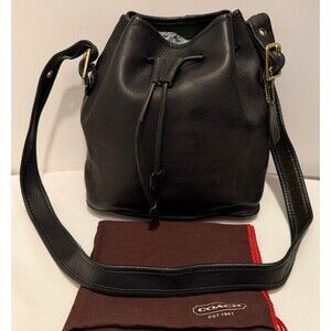 Vintage Coach 9952 Lula’s Legacy Drawstring Crossbody Bucket Bag Black Leather